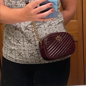 Tory Burch Kira Chevron Small Camera Bag - Imperial Garnet